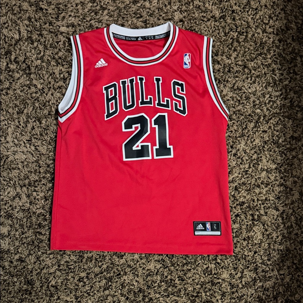 adidas Red & Black Chicago Bulls #21 Kids Basketball Jersey